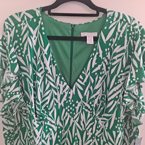 V-Neck Rufdle Sleeve Midi Dress - Picture 4 of 7